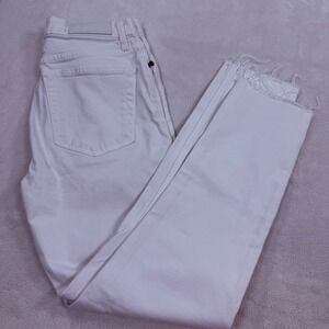 RE/DONE Originals White High Rise Raw Hem Button Fly Jeans 185-3WHRAC Size 27